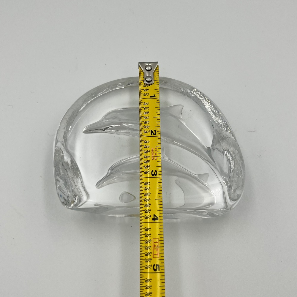 Clear Art Glass Dolphin Sculpture Figurine Paperweight Ocean Coastal Decor‎ - Picture 2 of 6